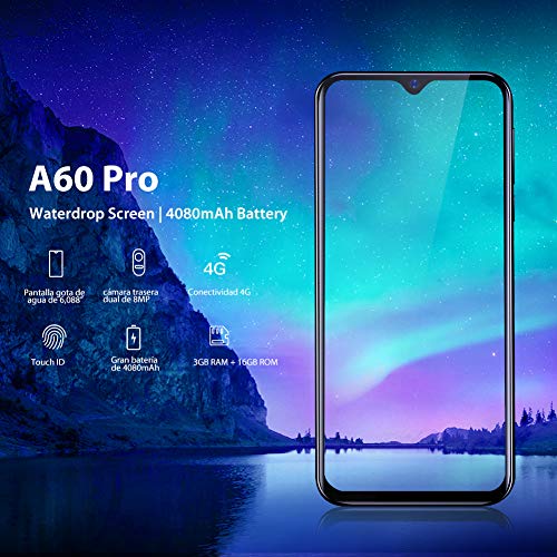 (2019) Blackview A60 Pro Android 9.0 4G teléfono móvil Libre, 6.1" Pantalla FullView Dual SIM Smartphone, Helio A22 MTK6761 Quad Core 2.0GHz 3GB+16GB, 4080mAh batería, desbloqueo Facial, GPS Azul