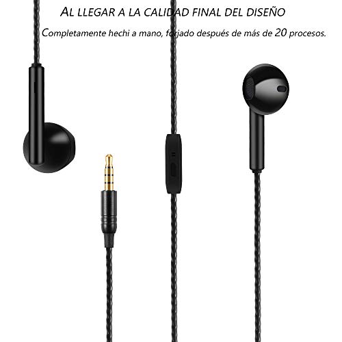 Auriculares, Auriculares con micrófono, Resistentes al Sudor, Aislamiento de Ruido, Sonido, Graves potentes, para Samsung/Xiaomi/Sony/Huawei, etc. (Negro)