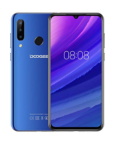 DOOGEE N20 2019 Smartphone Libre 4G, Android 9.0 Telefonos Moviles Libres Baratos Dual Sim Octa Core 4GB RAM+64GB ROM, 6.3 Pulgadas FHD+，Cámara 16MP+8MP+8MP+16MP, 4350mAh Face ID+Huella Digital, Azul