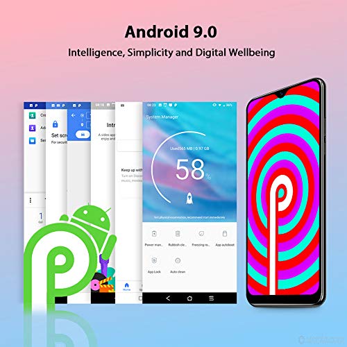 Moviles Libres, Blackview A60 Pro Smartphone 4G de Pantalla 6.1" (19.2:9) Water-Drop Screen, Teléfono 3GB+16GB (SD 256GB), 8MP+2MP+5MP, Batería 4080mAh Teléfono Móvil, Android 9.0, Face ID/GPS-Negro