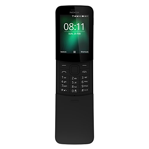Nokia 8110 - Teléfono Celular con Llaves, 4G Memoria de 4 GB, Cámara de 2 Mp, 2,45", color Negro. Version Internacional.