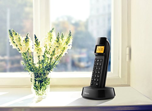 Philips D1401B - Teléfono inalámbrico con identificación de Llamadas entrantes, configuración fácil, Sonido Puro y Claro, Negro