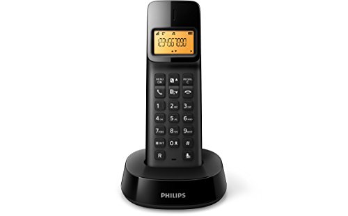 Philips D1401B - Teléfono inalámbrico con identificación de Llamadas entrantes, configuración fácil, Sonido Puro y Claro, Negro