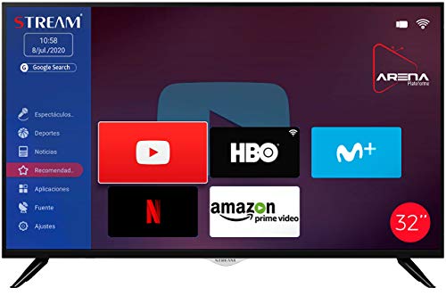 Stream System BM32C1 Smart - TV 32" HD Ready, Android AOSP, Smart TV (Netflix, HBO, Youtube), HDMI, USB, Grabador USB, H.265