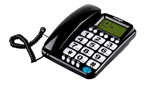 TELEFONO FIJO PANTALLA IDENTIFICADOR LLAMADAS PERSONAS MAYORES SOBREMESA DIGITOS TF-L22 (NEGRO)