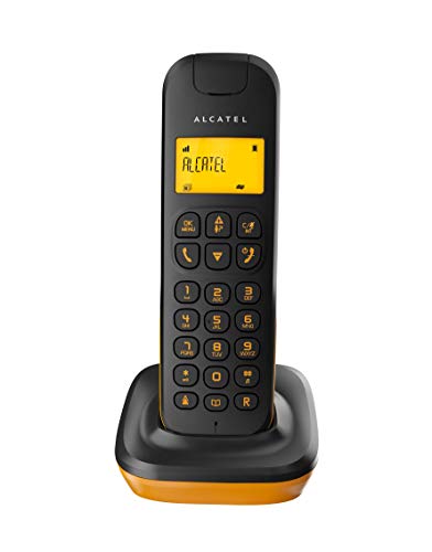 Alcatel D135 - Teléfono inalámbrico, color negro y naranja