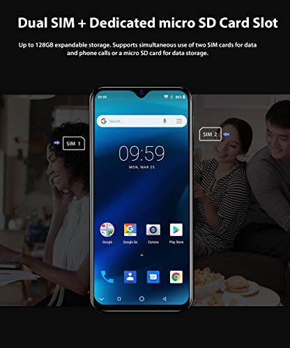 Blackview A60 3G Android 8.1 Dual SIM Teléfono Libre - 6.1 Pulgadas (19.2: 9) Vista de Pantalla Complete Móvil Smartphone, Quad Core 1.3GHz 1GB+16GB, 5MP+13MP cámara Dual, batería de 4080mAh - Azul