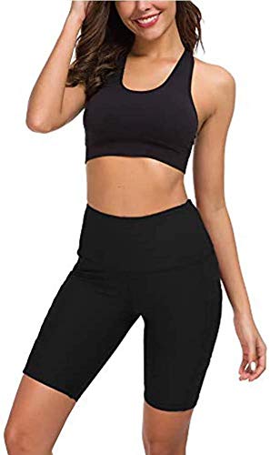 COTOP Pantalones Cortos de Yoga para Correr, Pantalones Cortos Deportivos de Cintura Alta con Bolsillos Laterales para Mujeres (S)