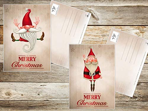 Edition Colibri 11051-55 - Juego de 15 divertidas tarjetas de Navidad (5 diseños diferentes, 14 x 10,5 cm), diseño retro de Papá Noel