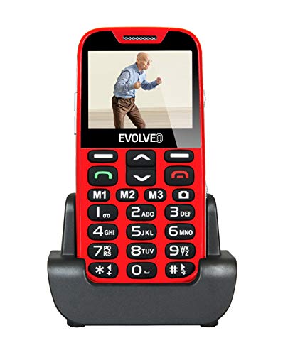 Evolveo EasyPhone XD 5,84 cm (2.3") 89 g Rojo Teléfono para Personas Mayores - Teléfono móvil (Barra, SIM única, 5,84 cm (2.3"), 1,3 MP, 1000 mAh, Rojo)