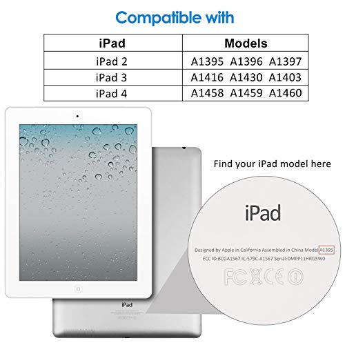 JETech Funda para iPad 4, iPad 3 y iPad 2, Carcasa con Soporte Función, Auto-Sueño/Estela (Oro Rosa)