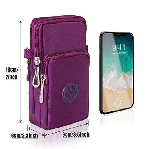 LassZone - Bolso bandolera de nailon resistente al agua, con cremallera, para teléfono móvil, bolsa de hombro, color Morado, talla Small