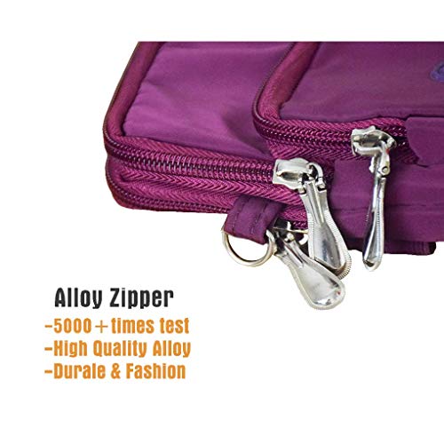 LassZone - Bolso bandolera de nailon resistente al agua, con cremallera, para teléfono móvil, bolsa de hombro, color Morado, talla Small