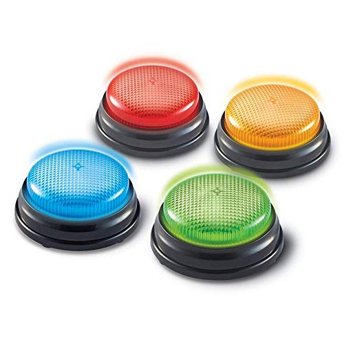 Learning Minds Lights & Sounds Answer Buzzers - Paquete de 4 - para Juegos de Preguntas