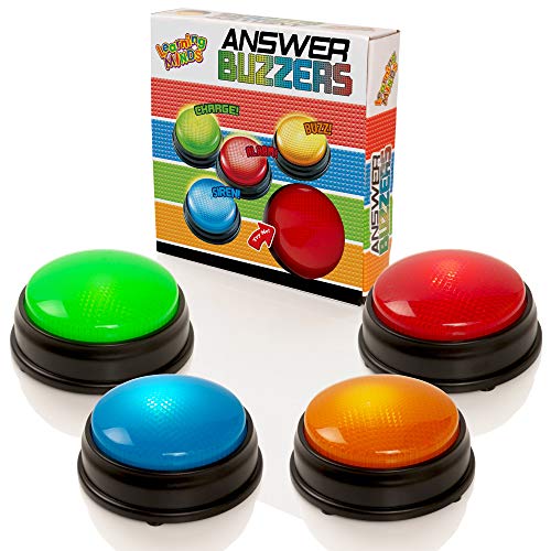 Learning Minds Lights & Sounds Answer Buzzers - Paquete de 4 - para Juegos de Preguntas