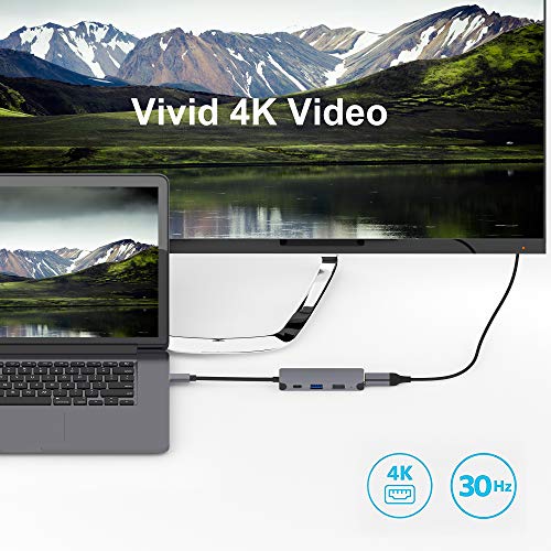 QGeeM Hub USB C 4 en 1 adaptador USB C a adaptador multipuerto HDMI 4K, USB 3.0, cargador PD de 100 W, USB 2.0, compatible con MacBook Pro 2019/2018 y otros dispositivos tipo C