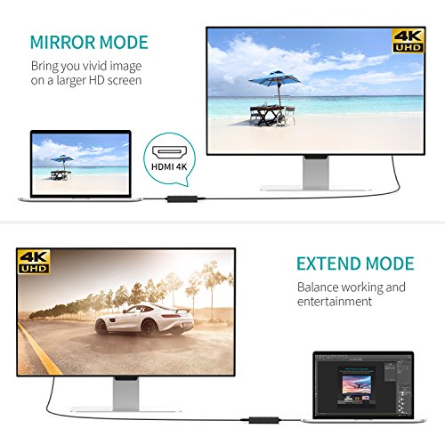 UCOUSO hub USB 4 en 1 hub USB 3.0 Adaptador 3* USB 3.0 + HDMI Adaptador USB C para Mac/Macbook Pro 13/Windows 10/ Lenovo/DELL XPS 13/HP etc.