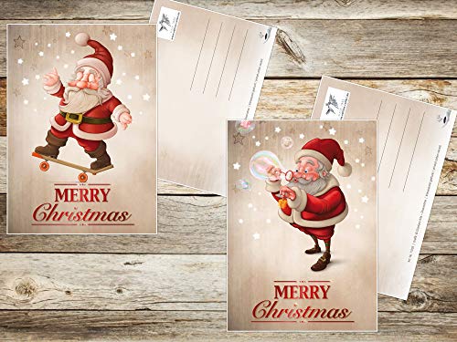 10 divertidas tarjetas de Navidad / Set con 10 divertidos motivos navideños, en formato A 6 (14,8 x 10,5 cm) en estilo retro / vintage de Edition Colibri (11051-95)