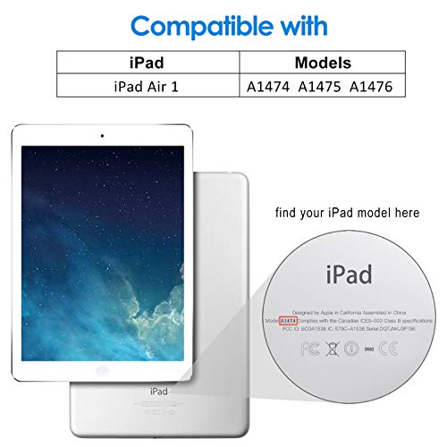 JETech Funda para iPad Air, Carcasa con Soporte Función, Auto-Sueño/Estela, Rojo