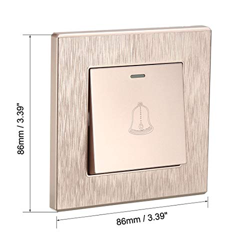 sourcing map Interruptor de botón de timbre Reajustable Cuadrado Dorado Champán AC 250V 16A