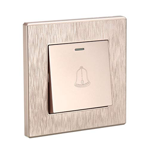 sourcing map Interruptor de botón de timbre Reajustable Cuadrado Dorado Champán AC 250V 16A